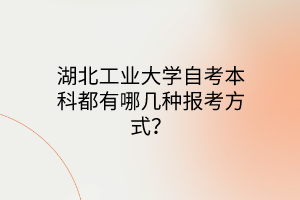 湖北工业大学自考本科都有哪几种报考方式？